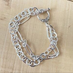 🐢 Classic Layered Chunky Chain Bracelet Toggle Clasp Hand Crafted Silver Plated